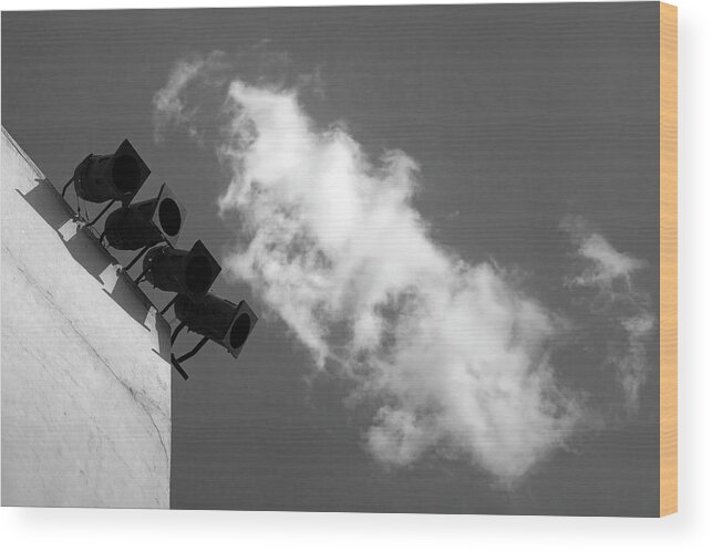 Minimalism Wood Print featuring the photograph Four Lights Vs The Cloud by Prakash Ghai