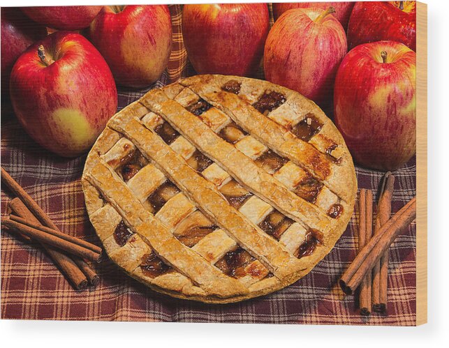 Apple Pie Wood Print featuring the photograph Fresh Apple Lattice Pie by Anthony Sacco