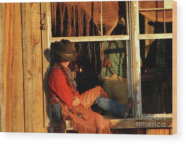 Cowboy Wood Print featuring the photograph Front window by Jody Miller