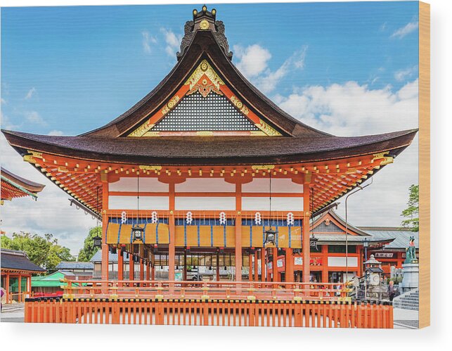 Shrine Wood Print featuring the photograph Gai-Haiden, Fushimi Inari-Taisha shrine, Kyoto #2 by Lyl Dil Creations
