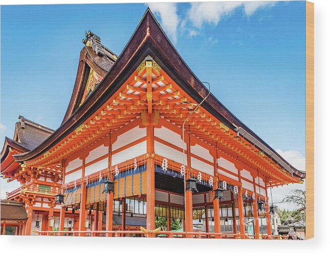 Gai-haiden Wood Print featuring the photograph Gai-Haiden, Fushimi Inari-Taisha shrine, Kyoto by Lyl Dil Creations