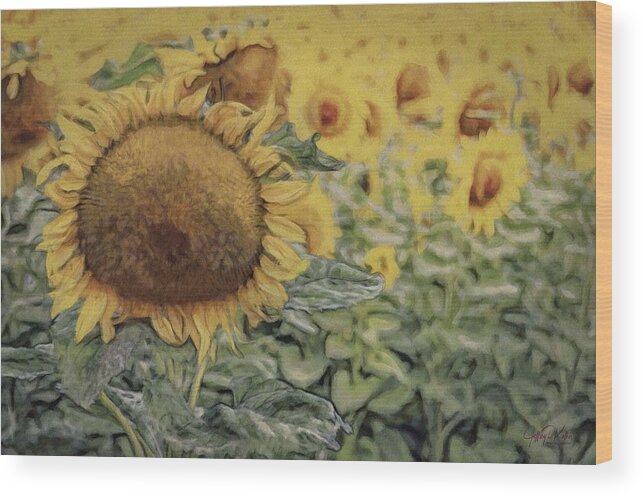 Sunflower Wood Print featuring the painting Garden of the Sun Flower by Jeffrey Kolker