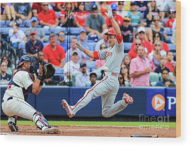 Atlanta Wood Print featuring the photograph Gerald Laird and Chase Utley by Daniel Shirey