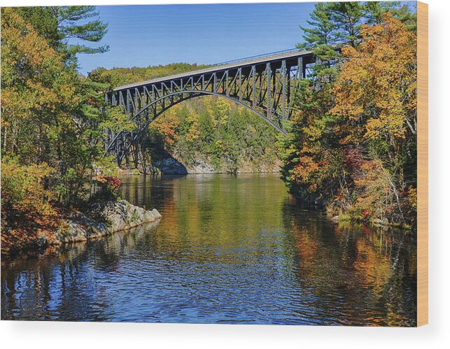 Gill Wood Print featuring the photograph Gill MA French King Bridge Fall Foliage Erving MA by Toby McGuire