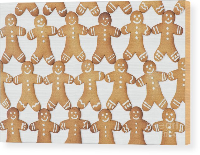 Gingerbread Men Wood Print featuring the photograph Gingerbread Men Cookies Pattern by Tim Gainey