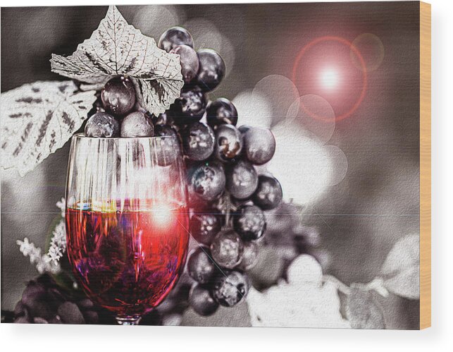 Selective Color Wood Print featuring the photograph Glass of Liquid Serenity by Vanessa Thomas