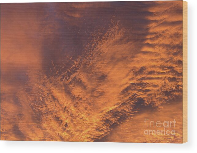 Clouds Wood Print featuring the photograph Glowing sunset sky with deep orange clouds by Adriana Mueller