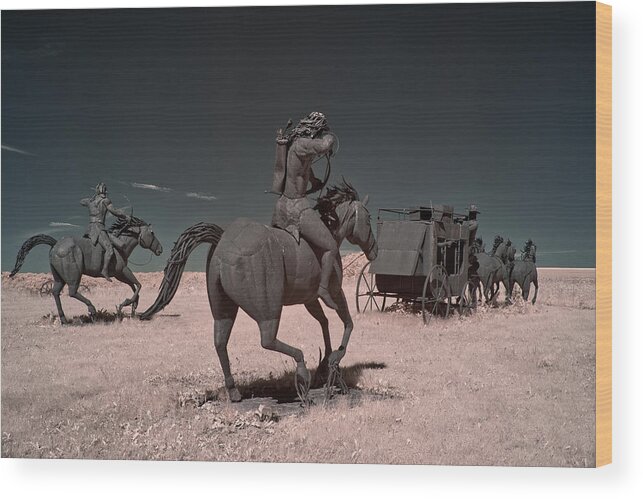 Wagon Wood Print featuring the photograph Go West Young Man - battle on the Wisconsin driftless prairie by Peter Herman