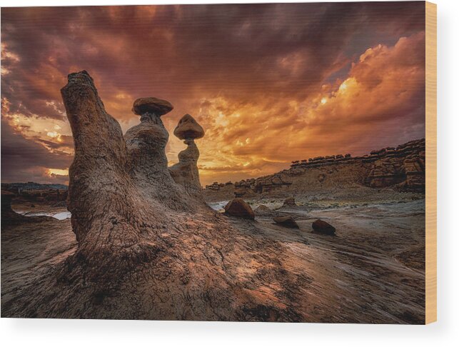 Goblin Valley Wood Print featuring the photograph Goblin Valley at Sunset by Michael Ash