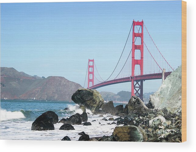 San Fransisco Wood Print featuring the photograph Golden Gate Beach by Wilko van de Kamp Fine Photo Art
