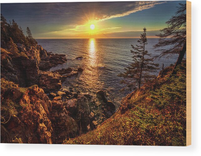 Sunrise Wood Print featuring the photograph Acadia Sunrise 34a3685 by Greg Hartford