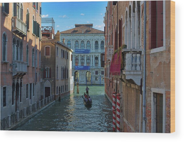 Boat Wood Print featuring the photograph Gondola on Venetian Canal by Matthew DeGrushe