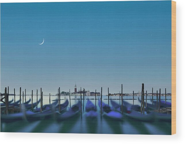 Blue Wood Print featuring the photograph Goodnight Venice by Lee Sie