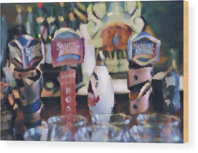 Doyle's Cafe Wood Print featuring the digital art gOt Me BEer gOOgleS oN by Mike Martin