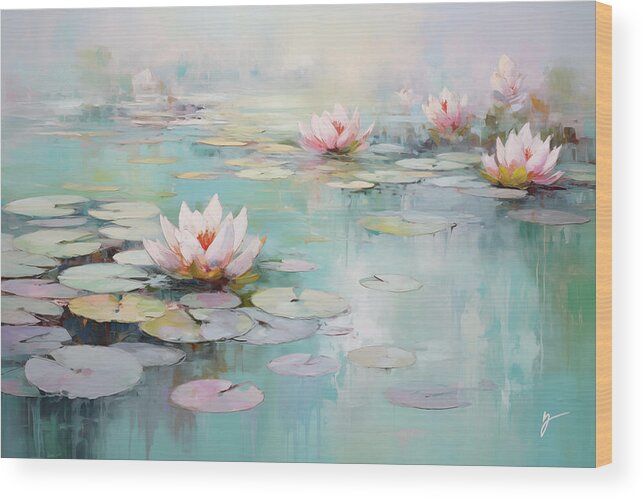 Lotus Wood Print featuring the painting Graceful Impressions by Greg Collins