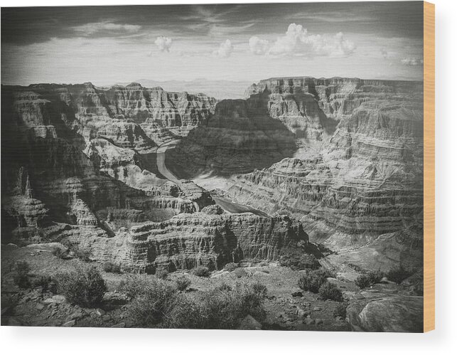 Grand Canyon Wood Print featuring the photograph Grand Canyon Arizona Black and White by Carol Japp