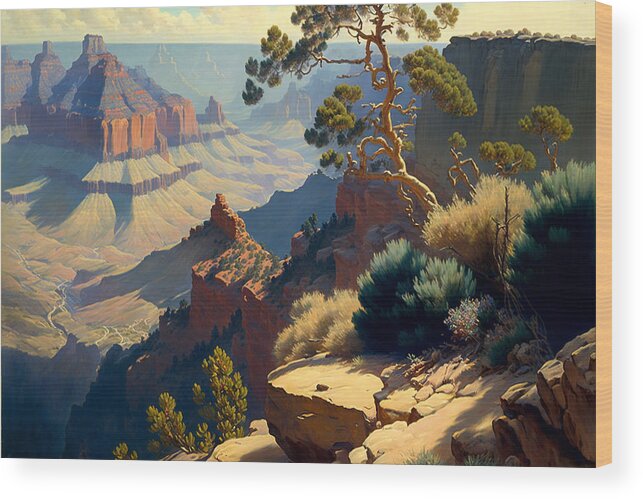 National Park Wood Print featuring the digital art Grand Canyon by Kai Saarto