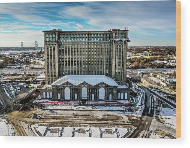 Detroit Wood Print featuring the photograph Grand Central DJI_0462 by Michael Thomas