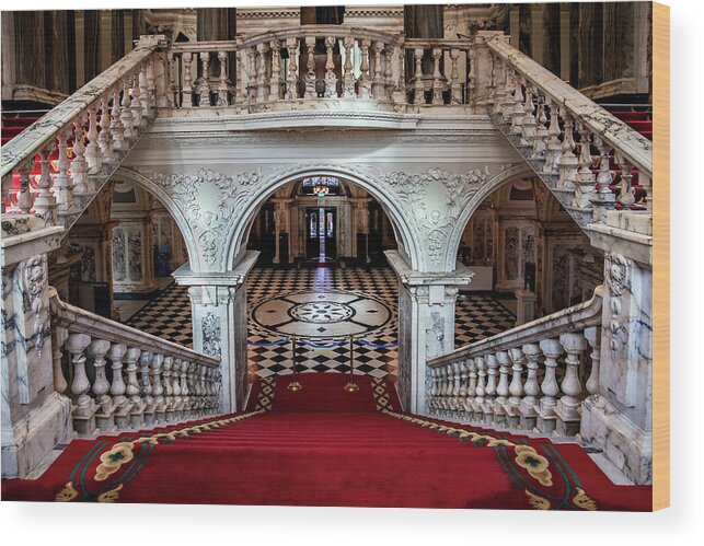 Belfast Wood Print featuring the photograph Grand Staircase at Belfast City Hall by Barry O Carroll