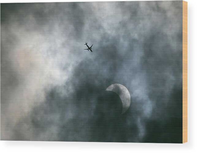 Great Wood Print featuring the photograph Great American Eclipse 2017 by Denise Kopko