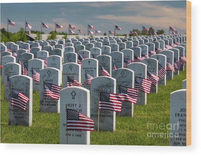Memorial Day Wood Print featuring the photograph Great Lakes National Cemetery by Jim West