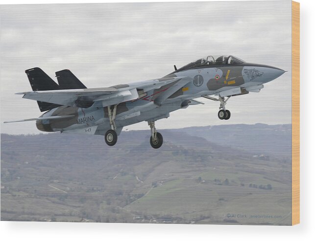Tomcat Wood Print featuring the digital art Grumman F-14AN Micio by Custom Aviation Art