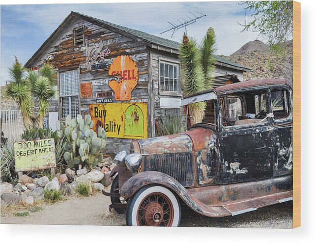 Route 66 Wood Print featuring the photograph Hackberry Route 66 Auto by Kyle Hanson