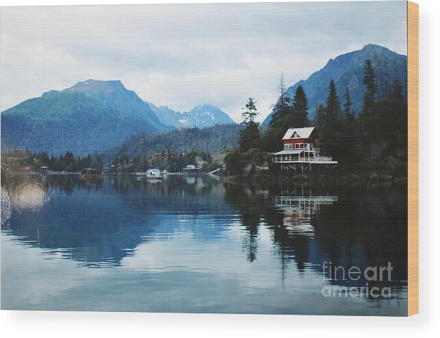 Alaska Wood Print featuring the digital art Halibut Cove Alaska by Doug Gist