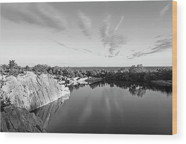 Rockport Wood Print featuring the photograph Halibut Point State Park Beautiful Morning Rockport Massachusetts Black and White by Toby McGuire