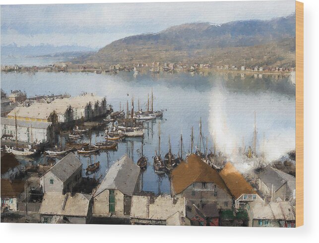 Hammerfest Wood Print featuring the digital art Hammerfest, Norway, c. 1920 by Geir Rosset