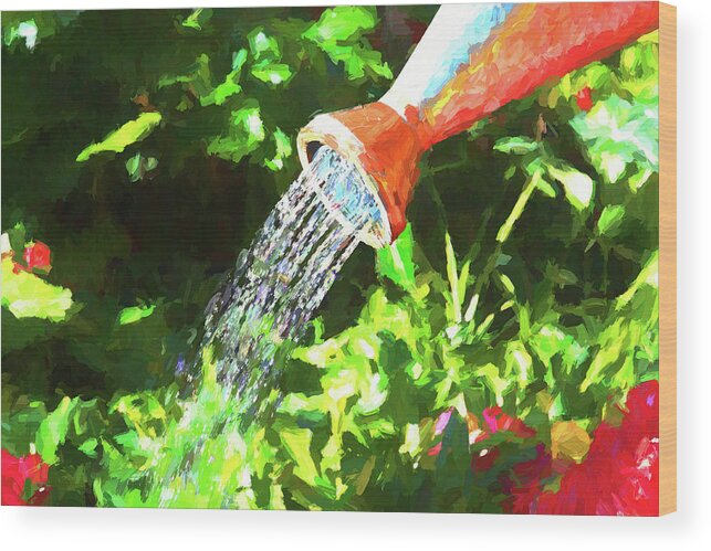 Happy Wood Print featuring the photograph Happy spring watering day by Tatiana Travelways