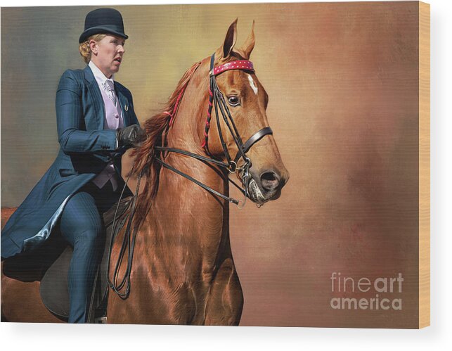 American Saddlebred Wood Print featuring the photograph Harmony between horse and rider by Amy Dundon