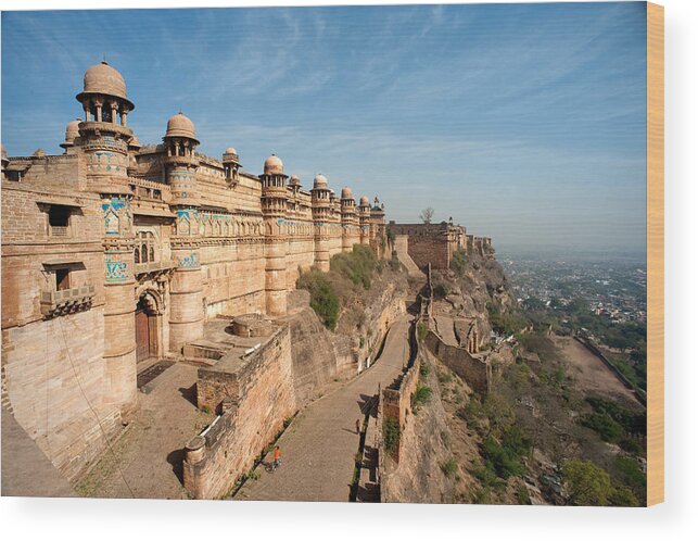 Built Structure Wood Print featuring the photograph Hathia paur gate of fort gwalior, Madhya Pradesh, India by Dinodia Photo