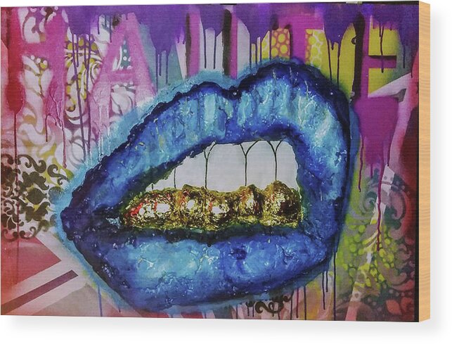 Me Wood Print featuring the painting Haute Lips by Femme Blaicasso