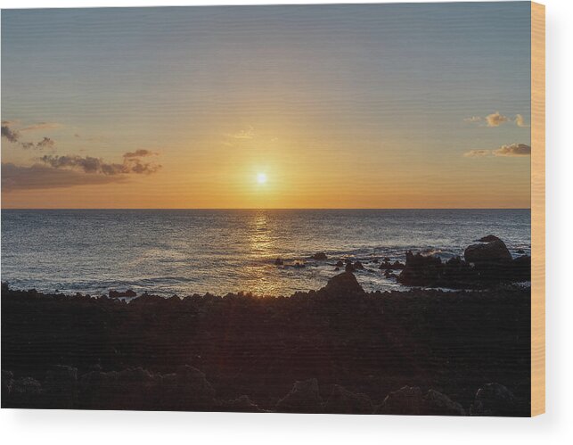 Sunset Wood Print featuring the photograph Hawaii Sunset by David Beechum
