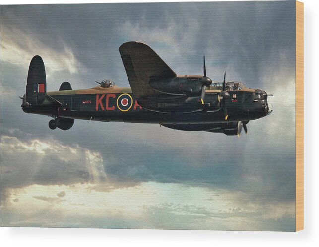 Aircraft; Classic; Historic; Raf; Bbmf; Lancaster; Bomber; Warbird; Battle Of Britain; Ww2 Wood Print featuring the photograph Heading Out, Lancaster, Last of Many by Martyn Boyd