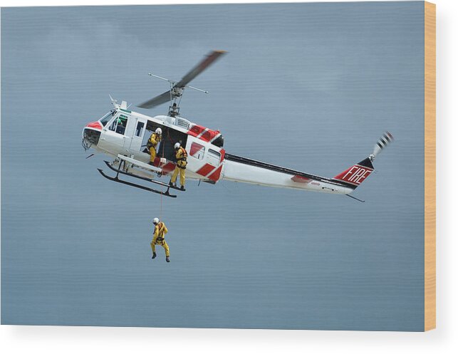 Wind Wood Print featuring the photograph Helicopter Rescue Series by Leezsnow