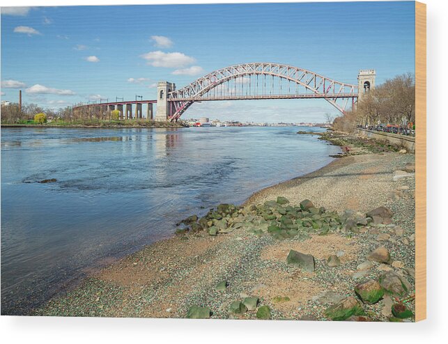 Astoria Park Wood Print featuring the photograph Hell Gate at Low Tide by Cate Franklyn