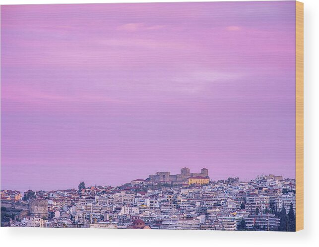 Heptapyrgio Wood Print featuring the photograph Heptapyrgion aka Yedi Kule at Thessaloniki in Greece at Dusk by Alexios Ntounas