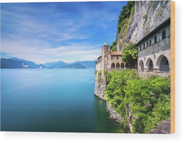 Hermitage Wood Print featuring the photograph Hermitage of Santa Caterina del Sasso. Lake Maggiore by Stefano Orazzini
