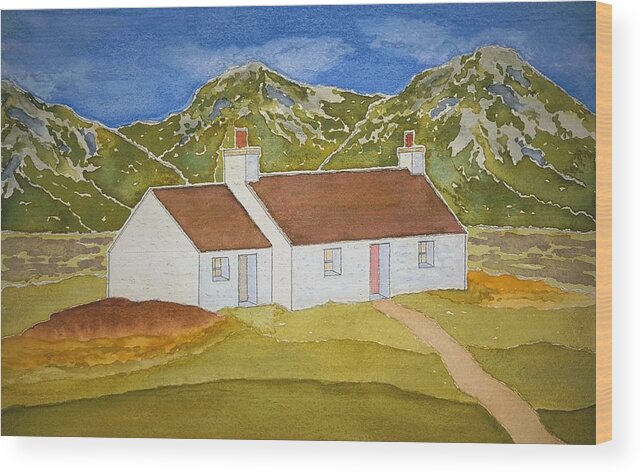 Watercolor Wood Print featuring the painting Highland Home by John Klobucher