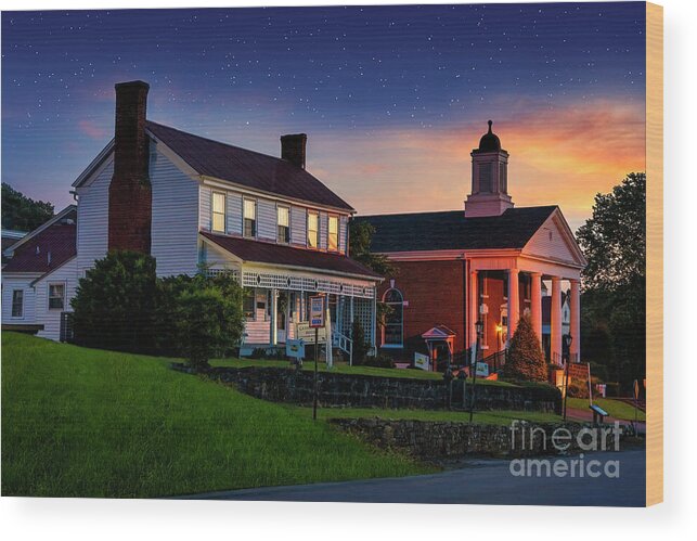 Sunset Wood Print featuring the photograph Historic Blountville at Twilight by Shelia Hunt