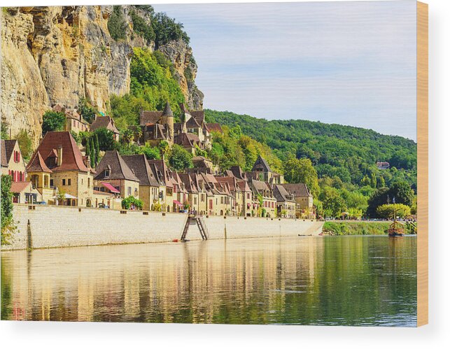 Scenics Wood Print featuring the photograph Historic village La Roque Gageac in France by Syolacan