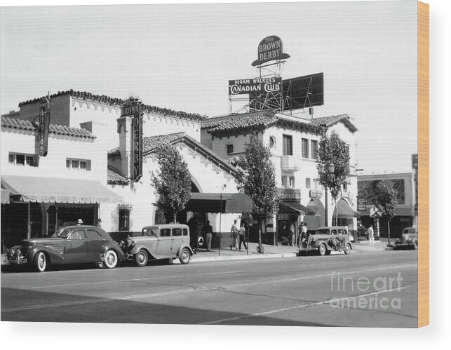 Hollywood Brown Derby Wood Print featuring the photograph Hollywood Brown Derby by Sad Hill - Bizarre Los Angeles Archive