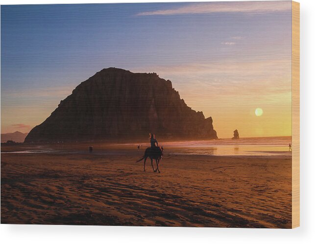  Wood Print featuring the photograph Horses on Morr Beach Strand by Dr Janine Williams