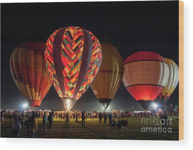 Hot-air Wood Print featuring the photograph Hot Air Balloons Night Festival by Kirt Tisdale