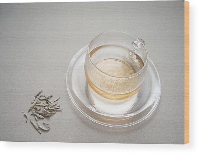 Transparent Wood Print featuring the photograph Hot cup of silver needle tea by Margarita Komine