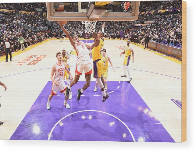 Nba Pro Basketball Wood Print featuring the photograph Houston Rockets v Los Angeles Lakers by Adam Pantozzi
