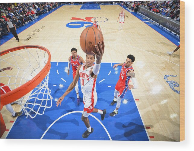 Jalen Green Wood Print featuring the photograph Houston Rockets v Philadelphia 76ers by Jesse D. Garrabrant