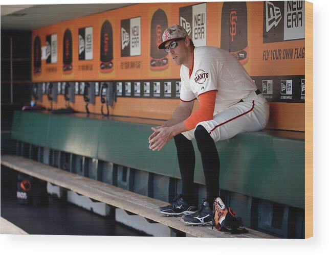 San Francisco Wood Print featuring the photograph Hunter Pence by Ezra Shaw